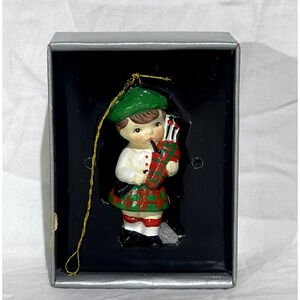 Vintage Berman Anderson Trims in Ceramic Christmas Ornament Scotland Boy Rare